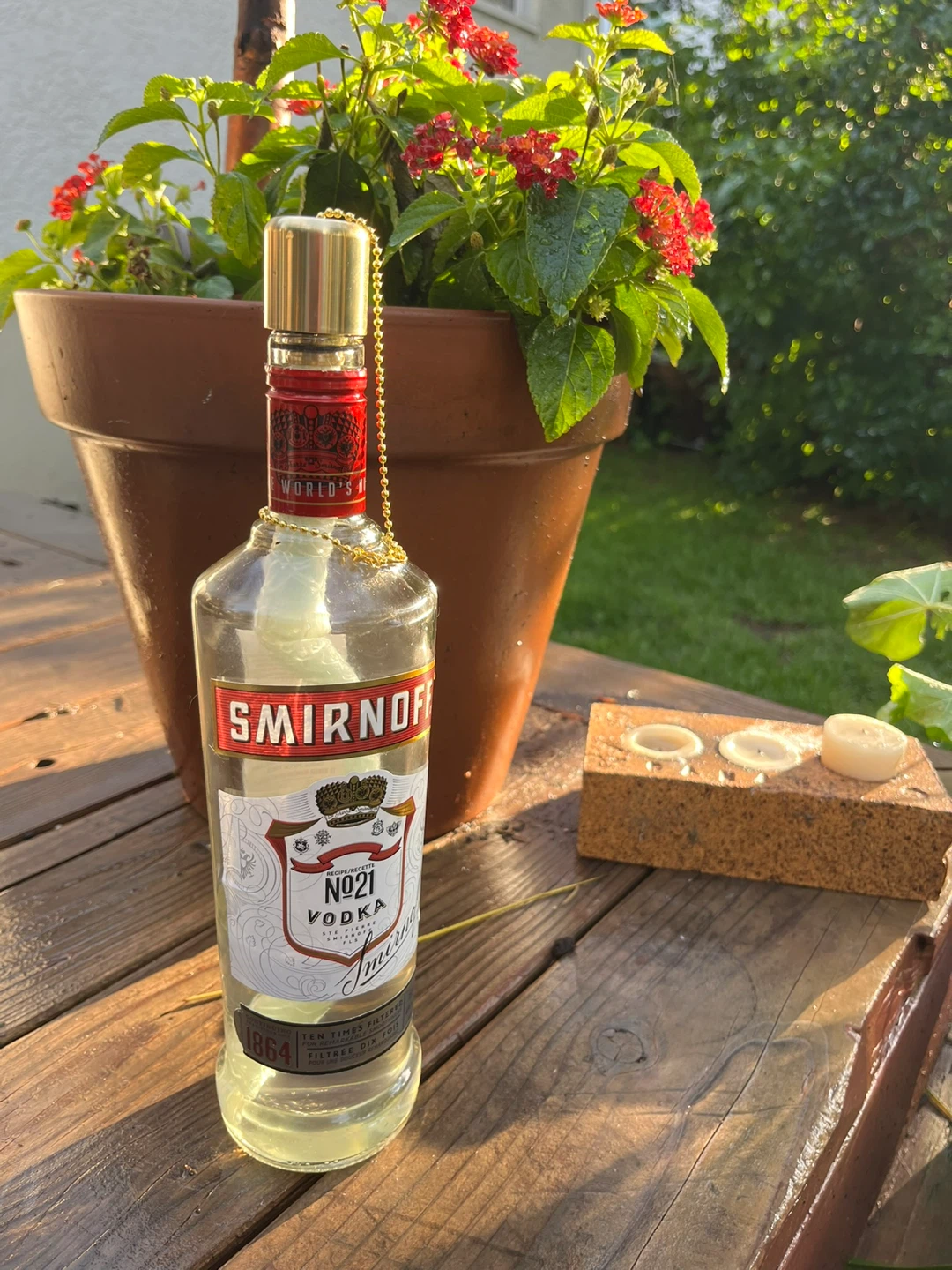 Handmade Smirnoff No. 21 Vodka Bottle citronella - photo 2