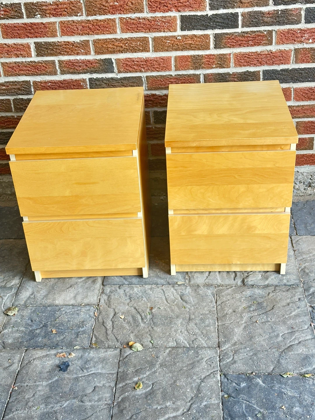 Wood 2-Drawer Nightstands (Set of 2)