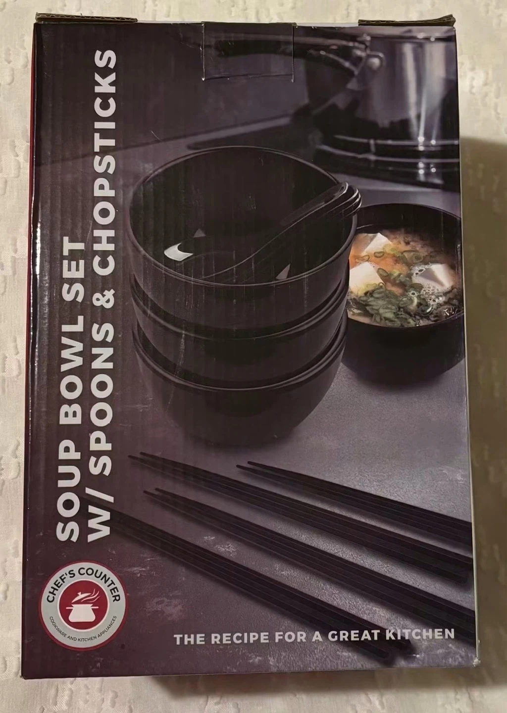 Chef's Counter Soup Bowl Set w/ Spoons & Chopsticks