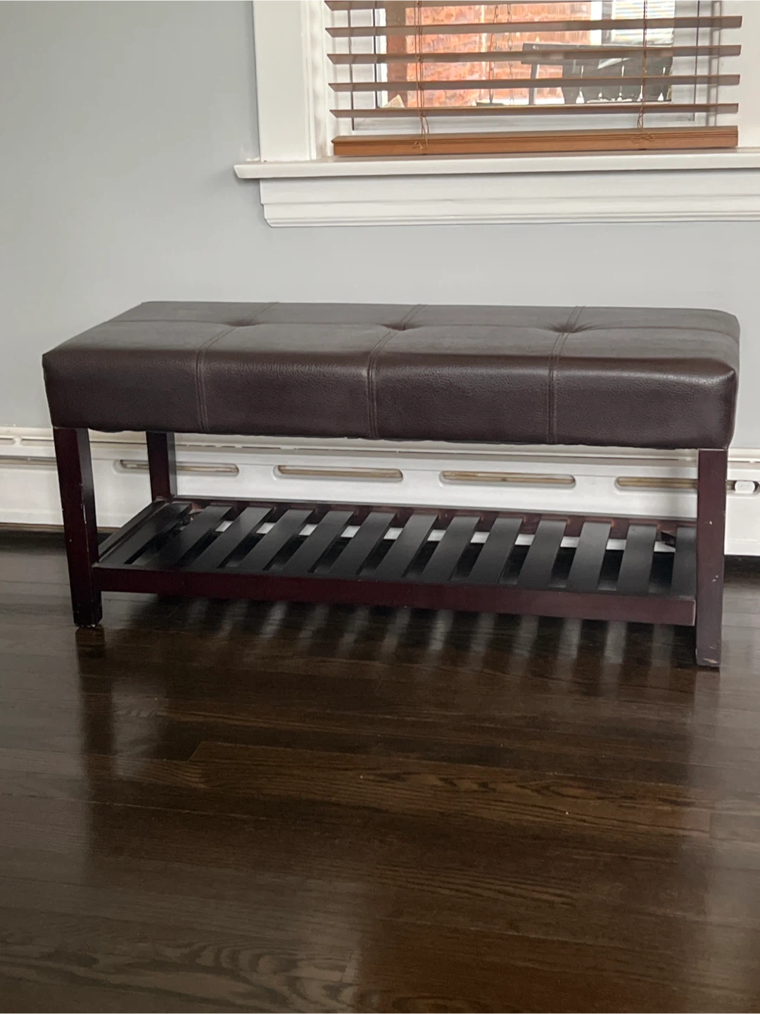 Brown Faux Leather Storage Bench