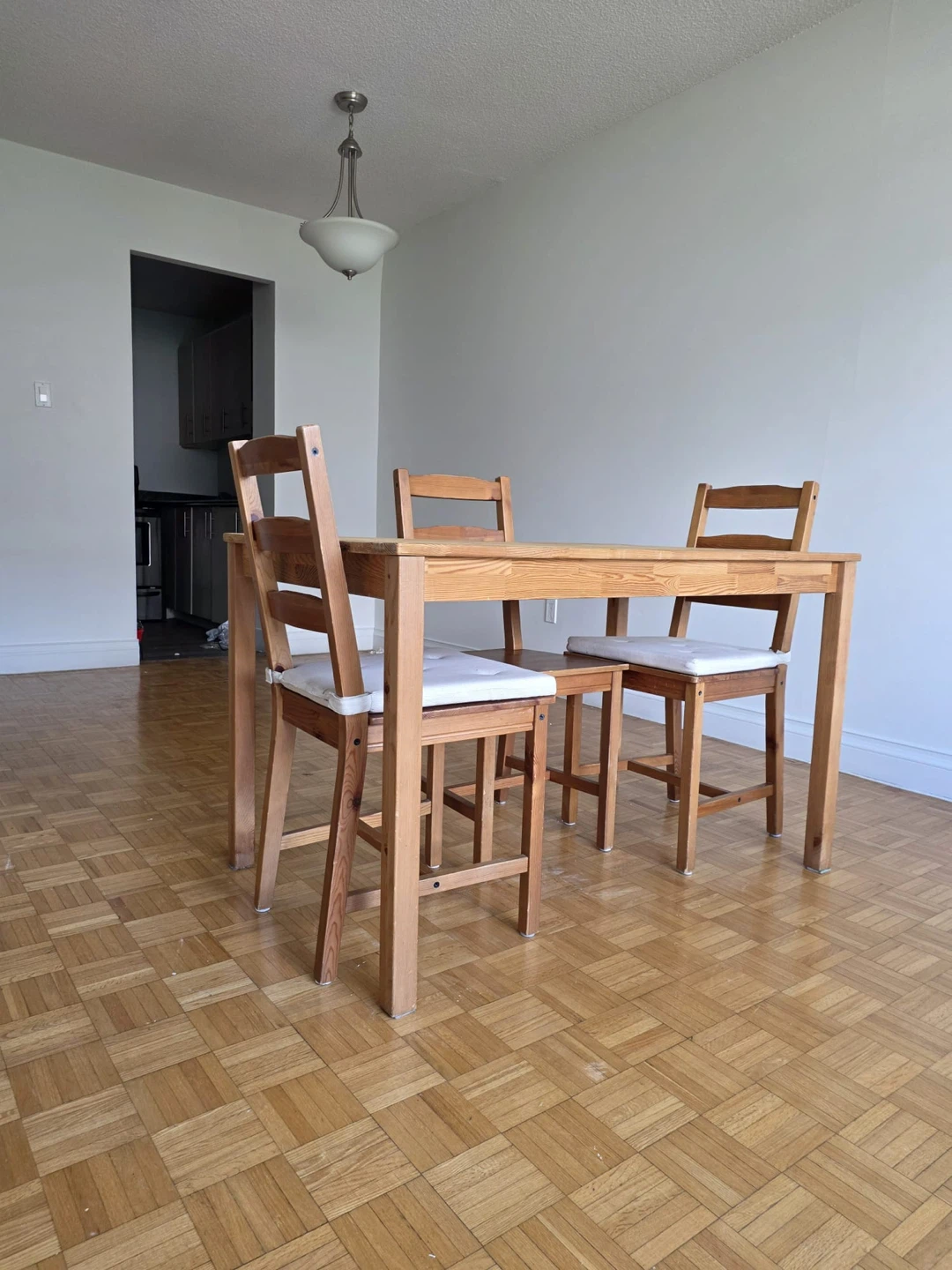 Wooden Dining Table with 3 Chairs - photo 2