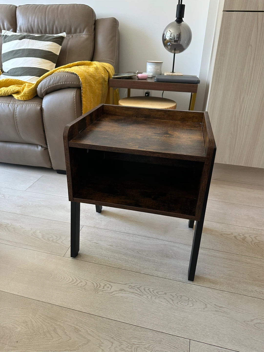 Rustic End Table with Storage Shelf