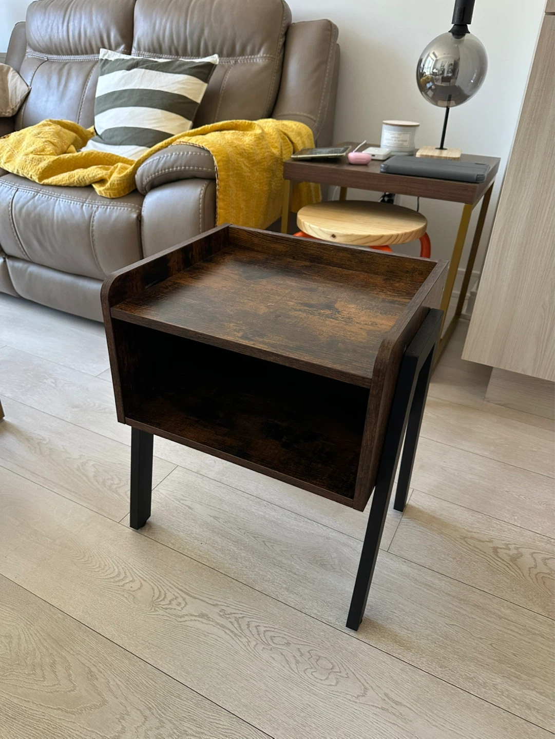 Rustic End Table with Storage Shelf - photo 2