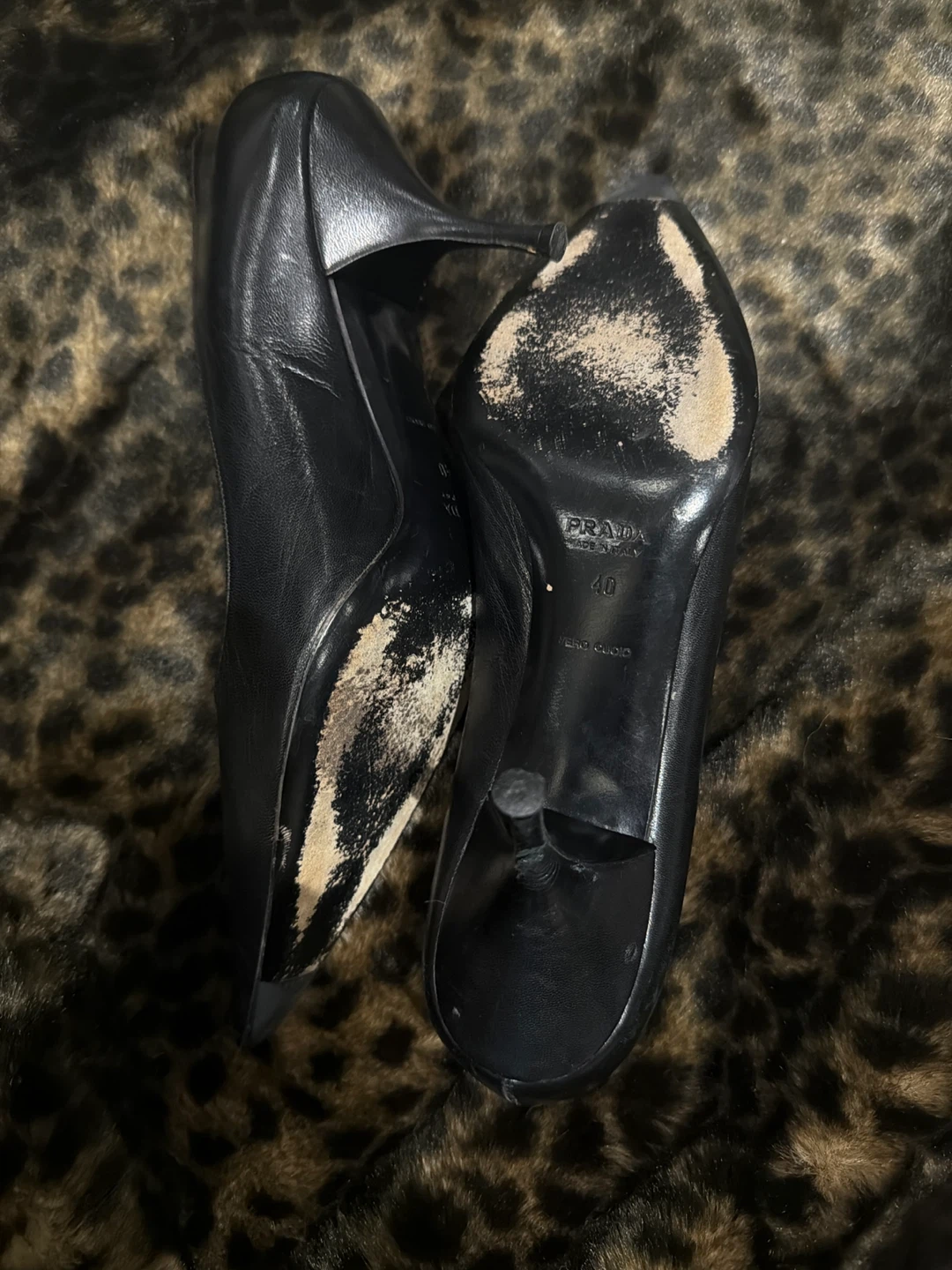Prada Black Leather Pointed-Toe Heels Size 40 - photo 3