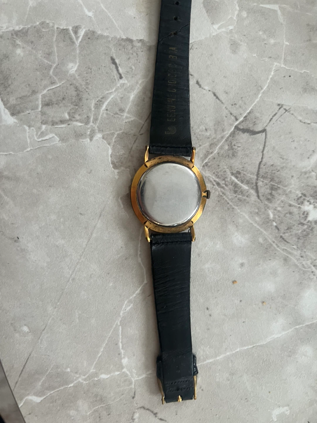 Movado Gold Tone Dress Watch with Black Leather Strap - photo 3