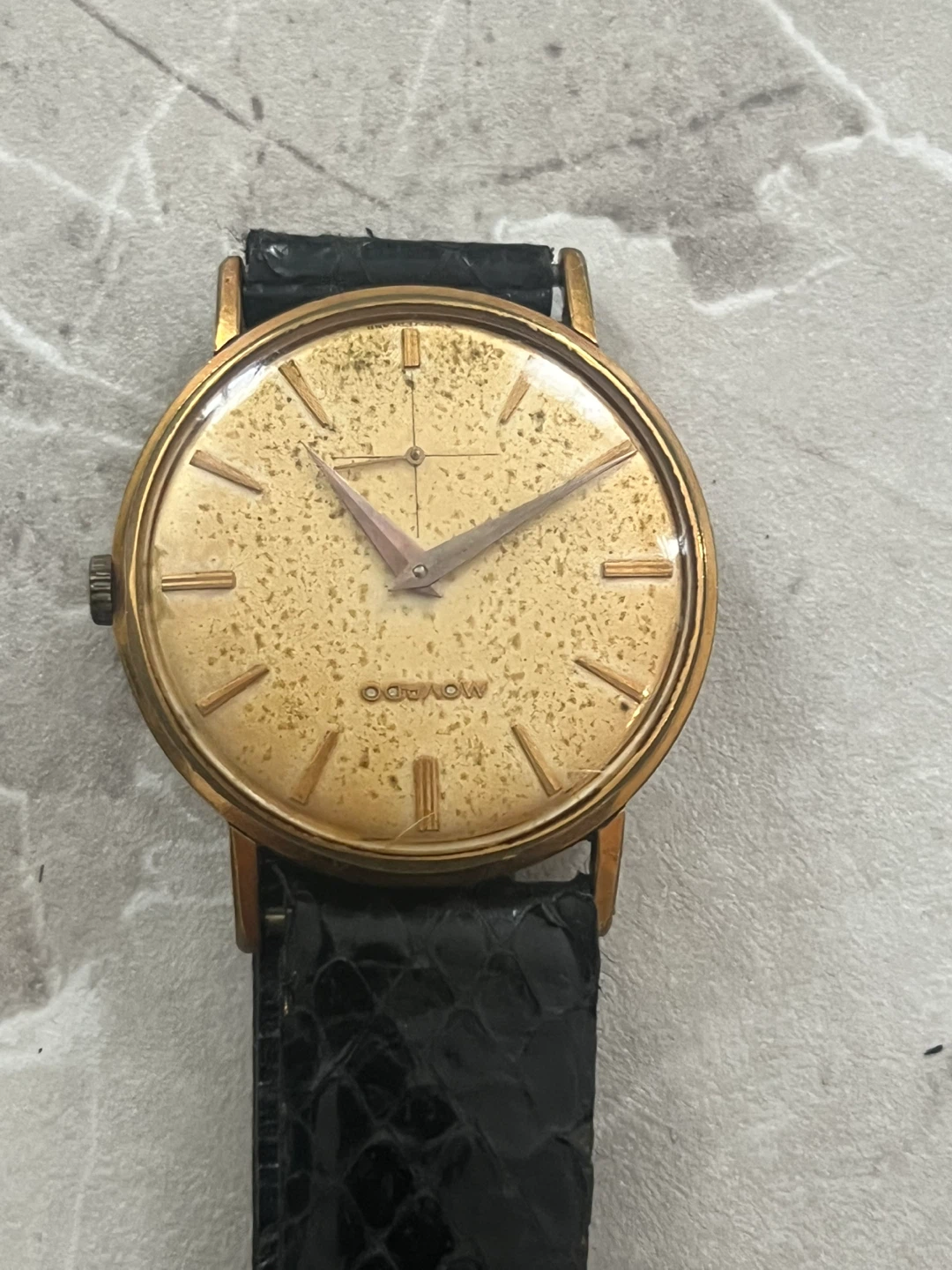 Movado Gold Tone Dress Watch with Black Leather Strap - photo 4