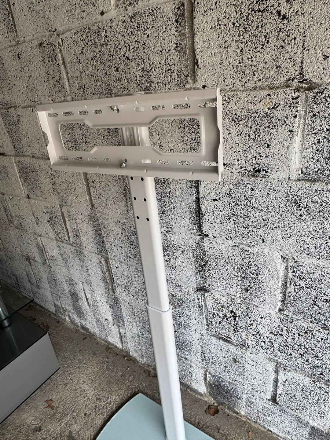 White TV Stand with Glass Base