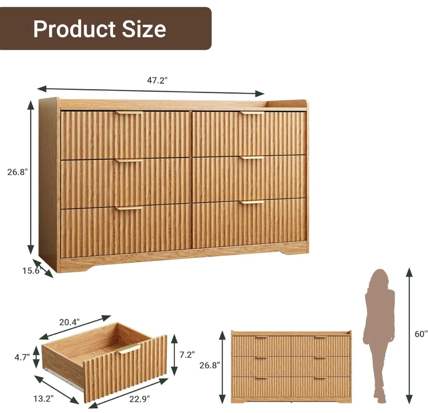 Wooden 6-Drawer Dresser - photo 4