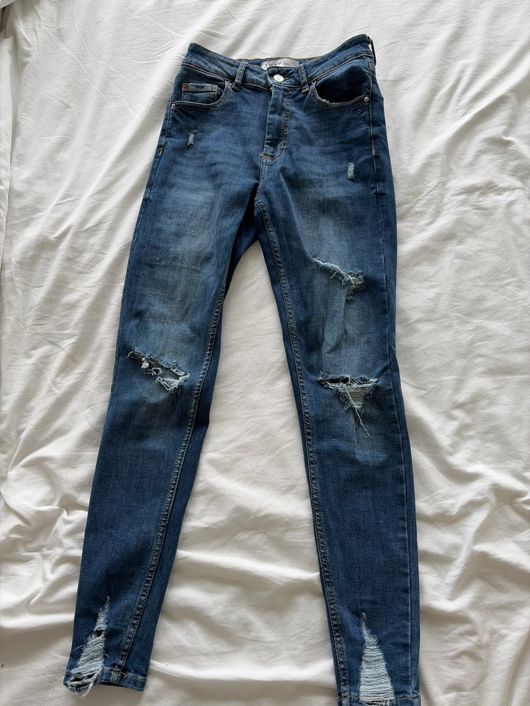 Blue Distressed Denim Jeans
