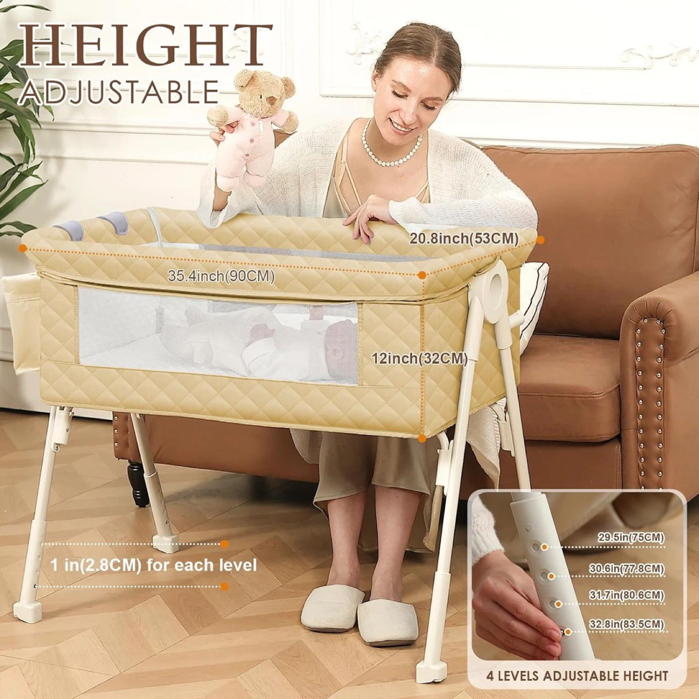 Brand New 4-in-1 Baby Bassinet Bedside Crib - photo 5