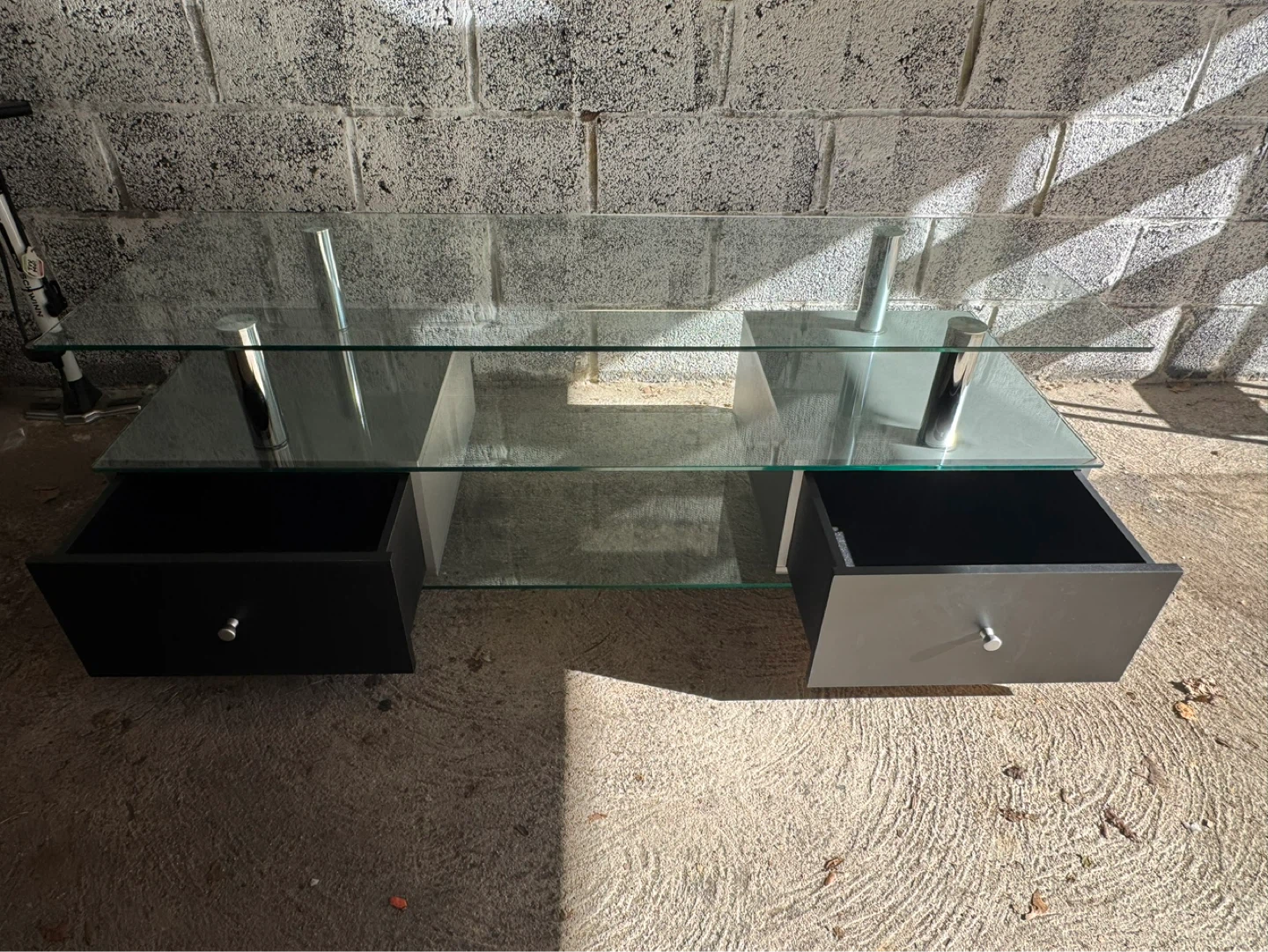 Glass TV Stand with Drawers - photo 2
