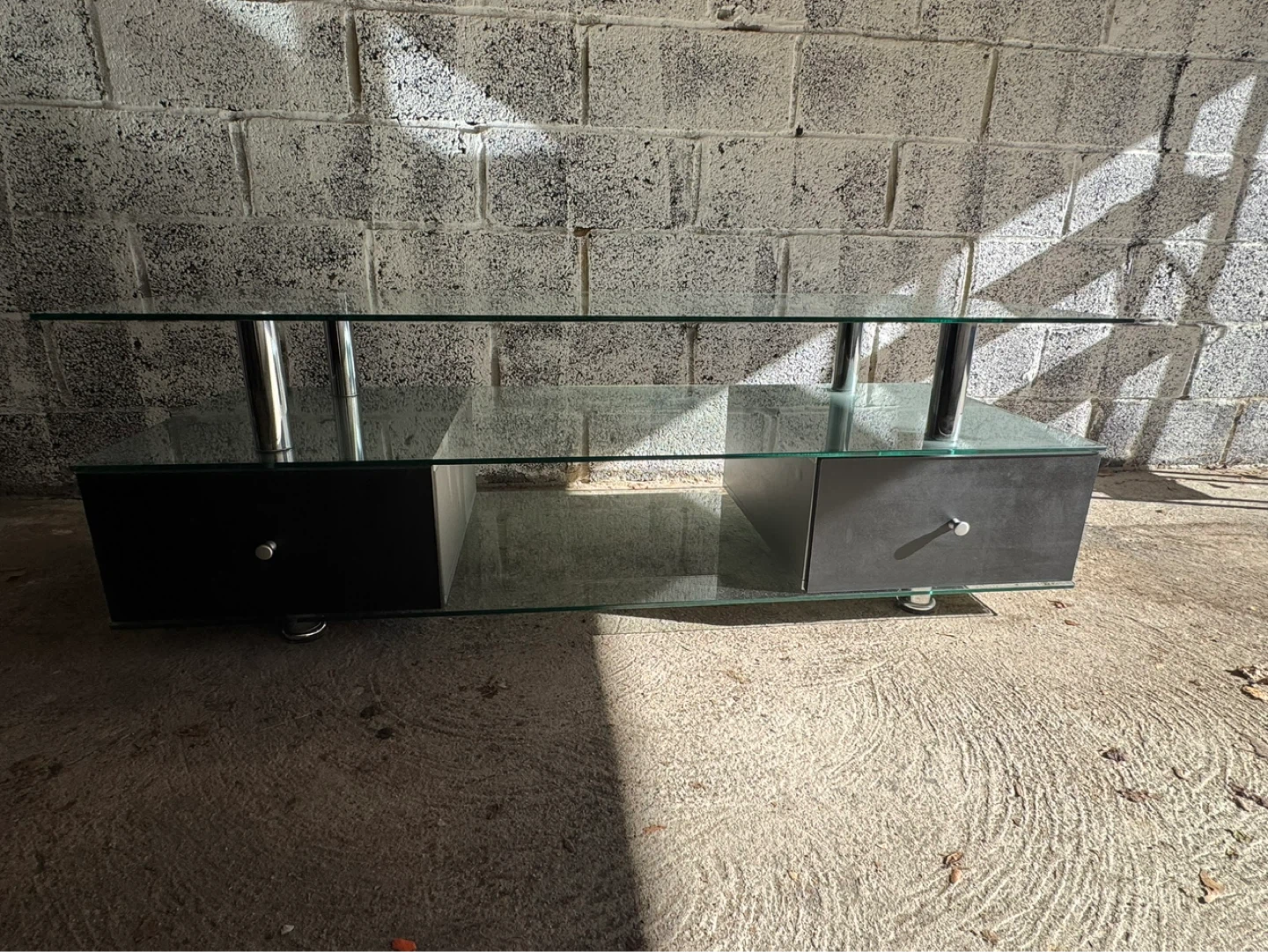 Glass TV Stand with Drawers