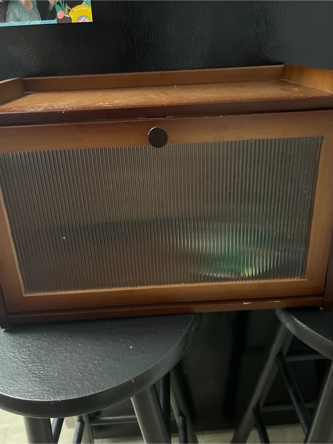 Wooden Bread Box with Glass Door