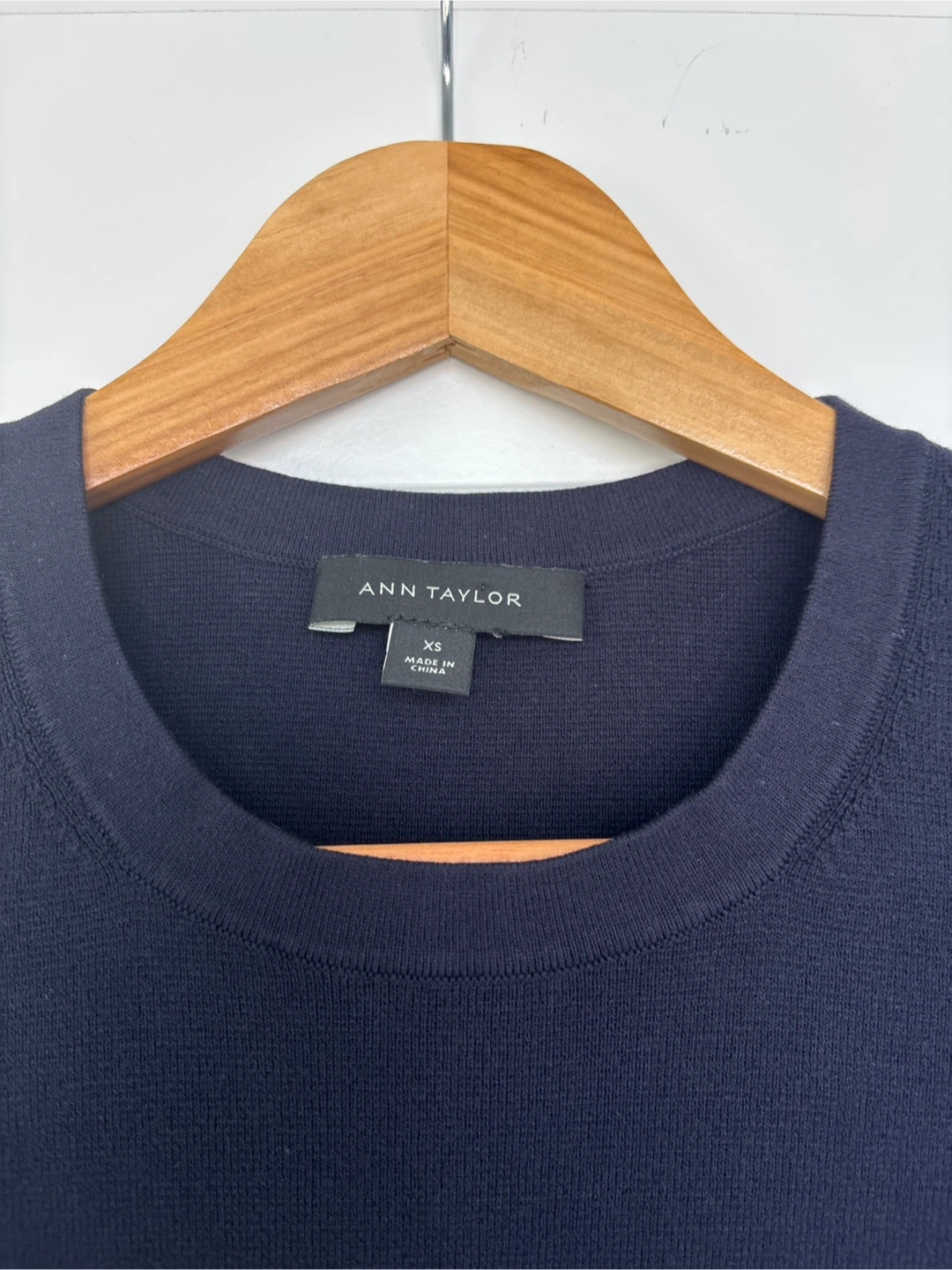 Ann Taylor Navy Knit Top with Lace Detail - XS - photo 2