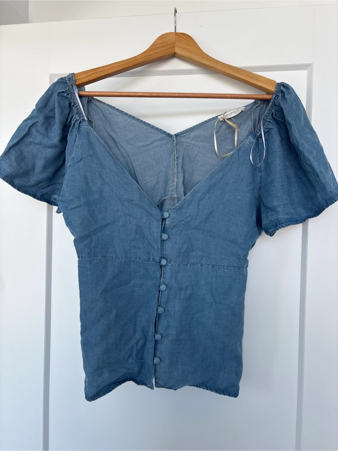 Zara Woman Denim Button-Up Top