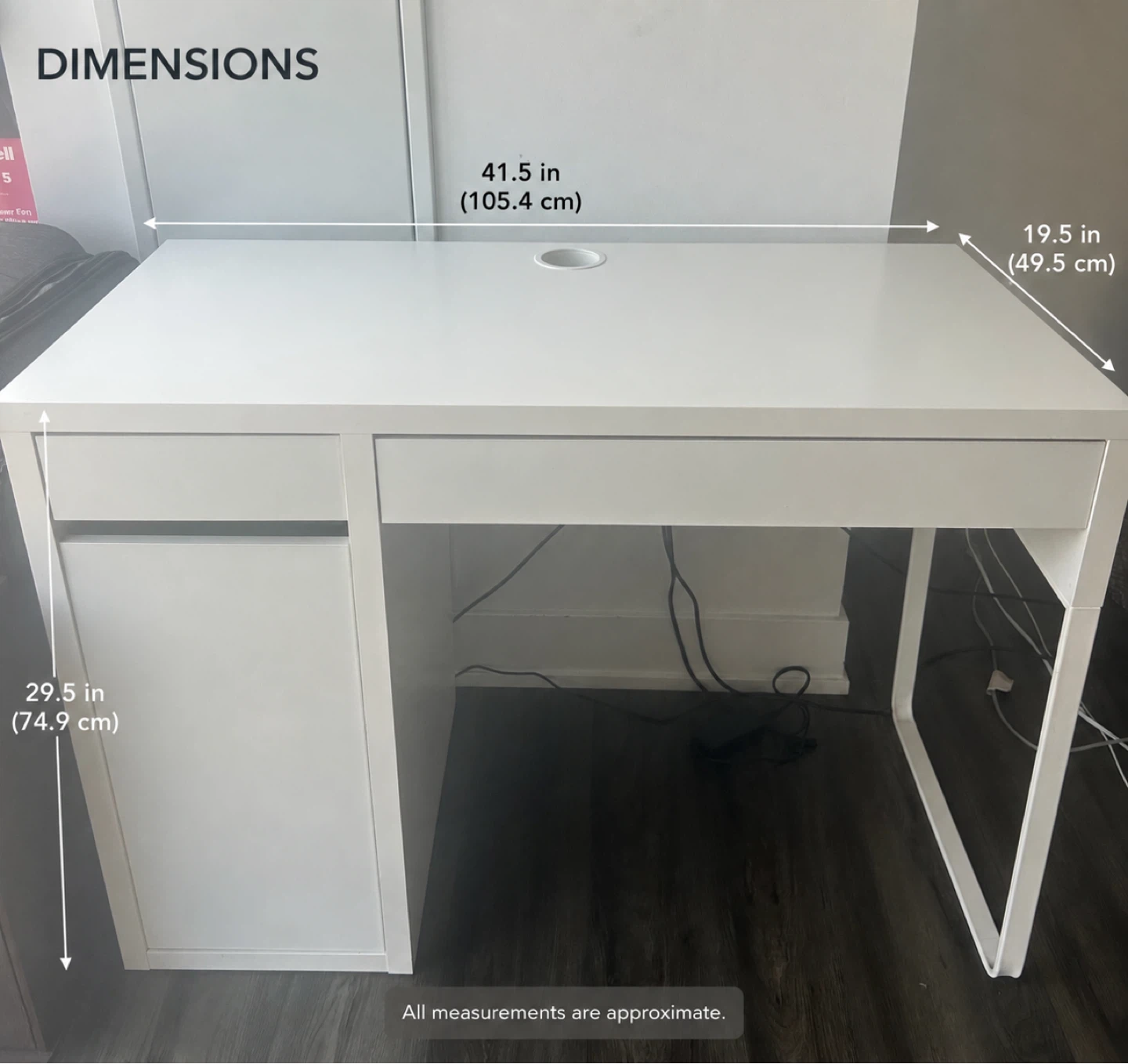 White Desk with Drawer and Storage