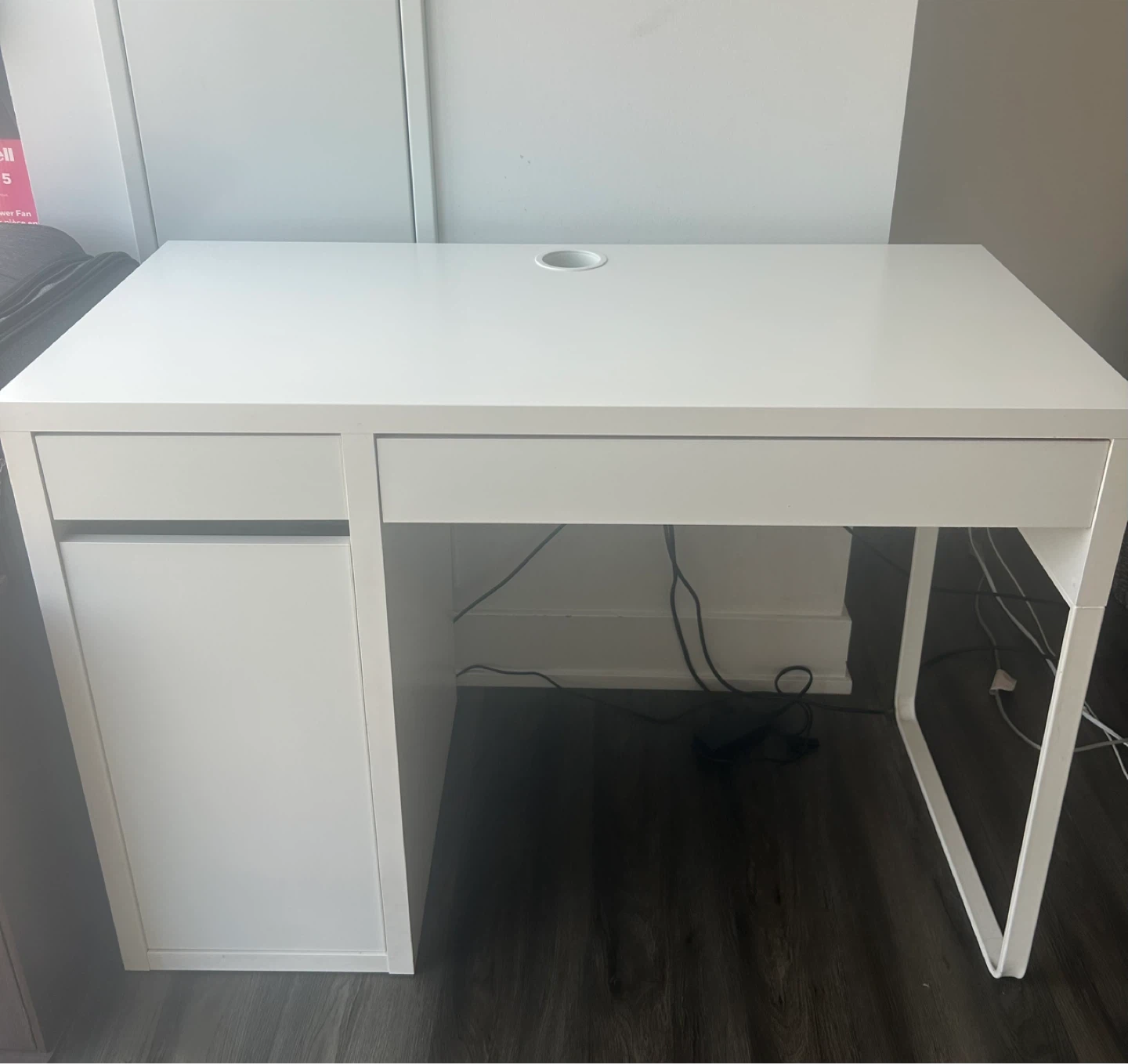 White Desk with Drawer and Storage - photo 2