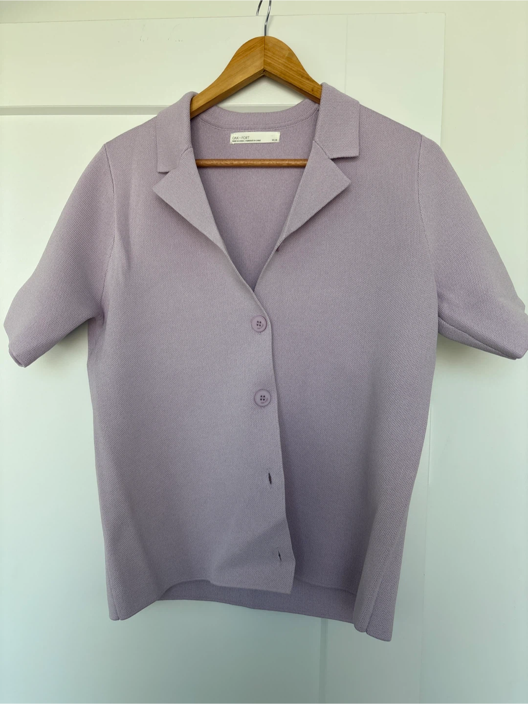 OAK + FORT Lavender Knit Button-Up Shirt