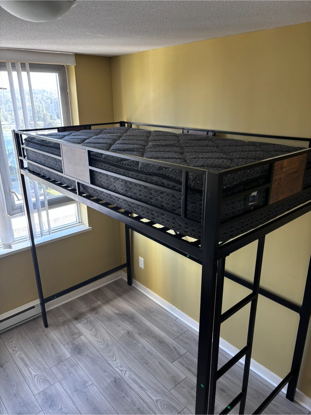 Black Metal Loft Bed Frame and Mattress - photo 3