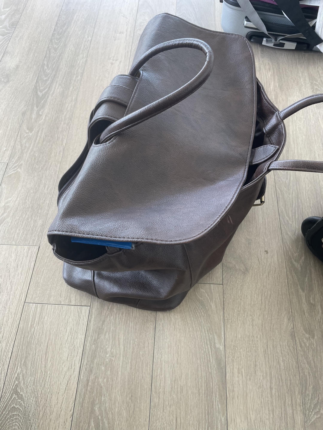 Brown Faux Leather Tote Bag
