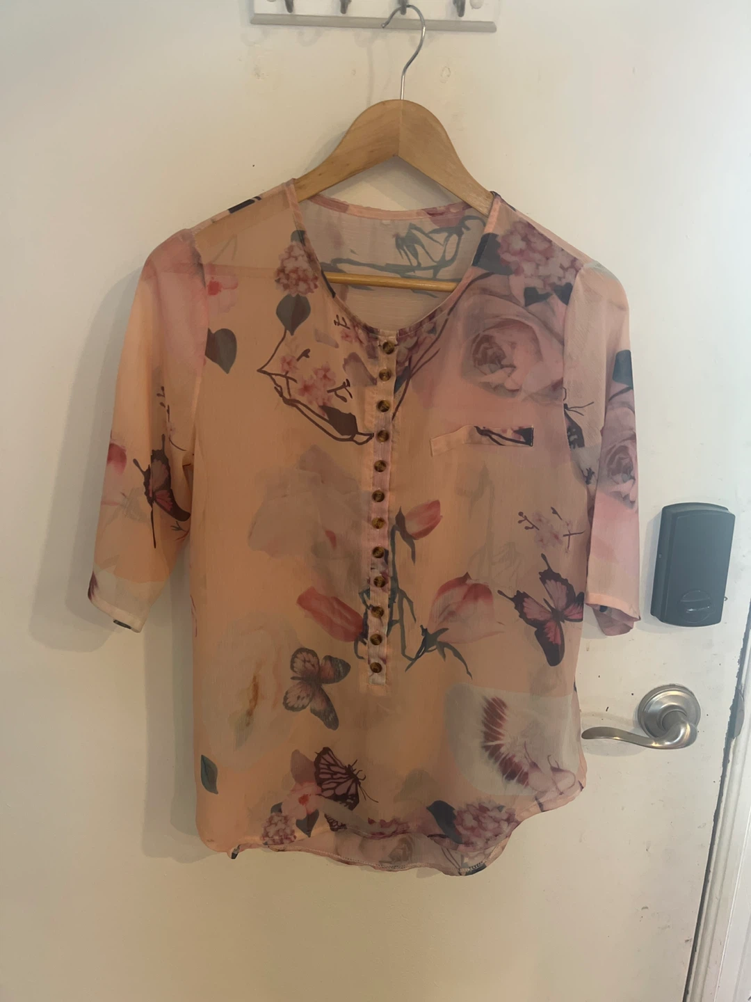 Sheer Floral Butterfly Blouse