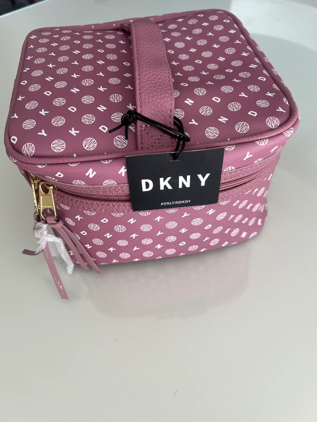 DKNY Pink Logo Cosmetic Bag