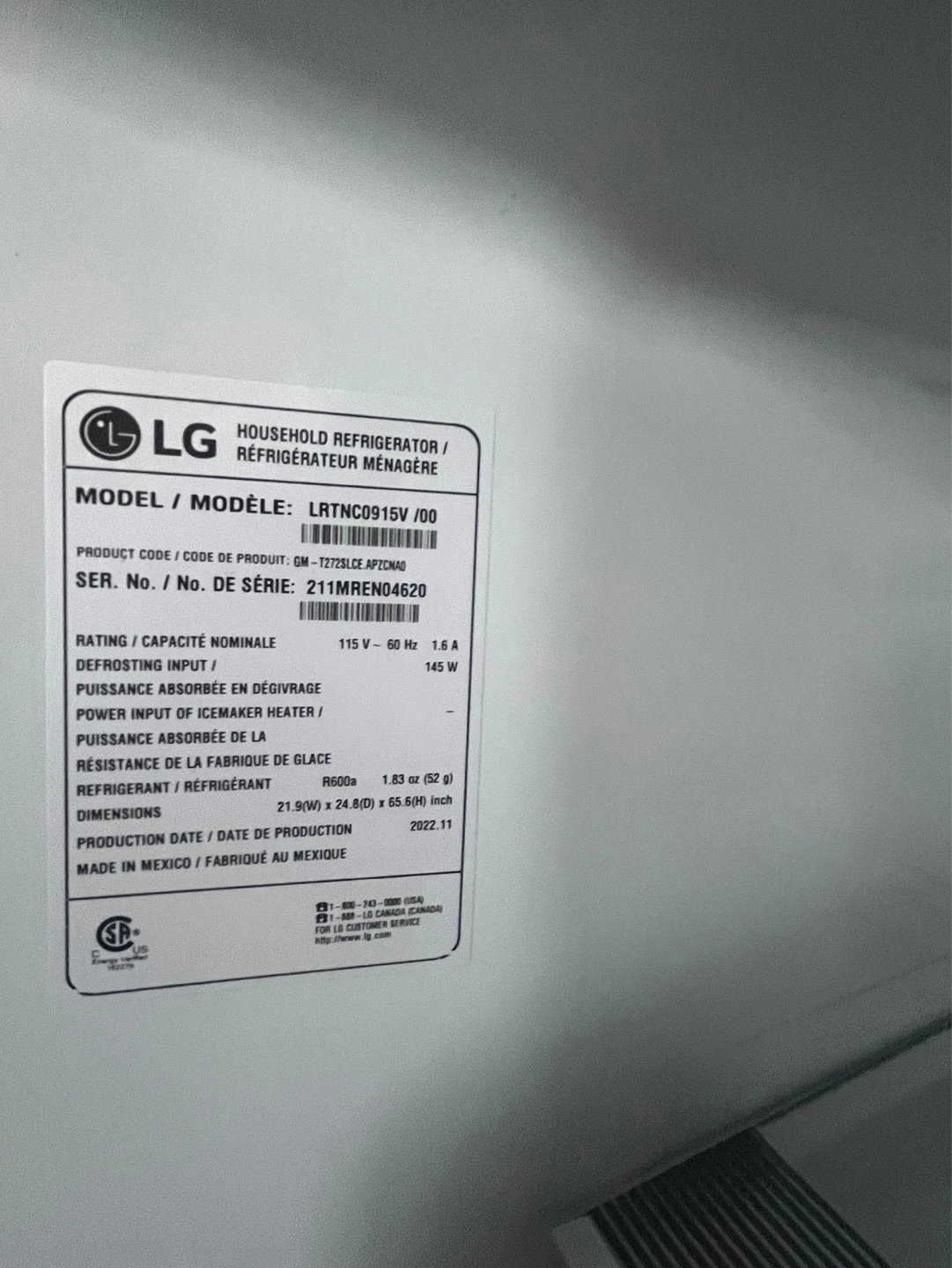 LG Stainless Steel Refrigerator - photo 5
