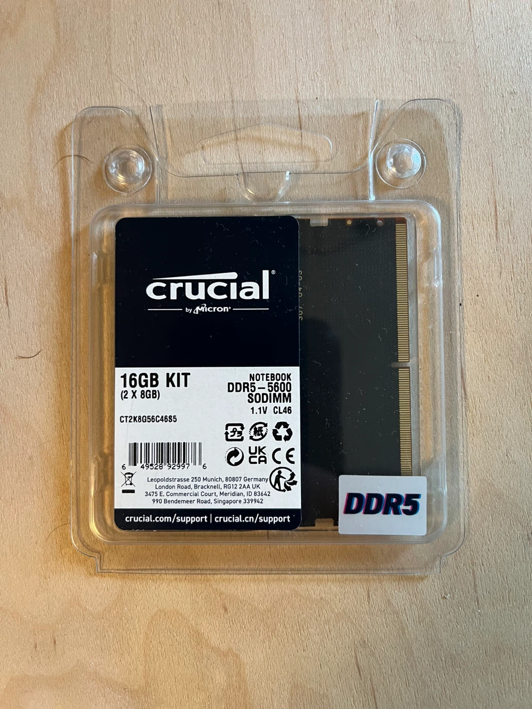 Crucial 16GB (2 x 8GB) DDR5 SODIMM Laptop RAM