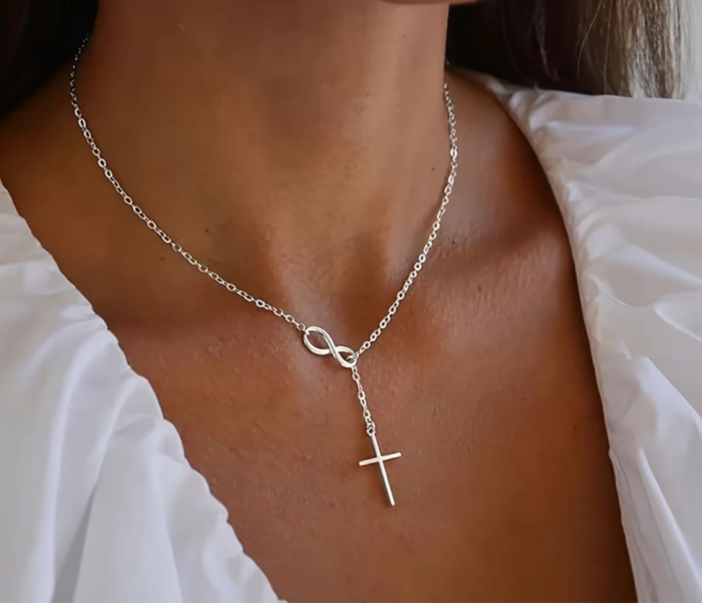 Silver Infinity Cross & Butterfly Necklace ($20 for one)