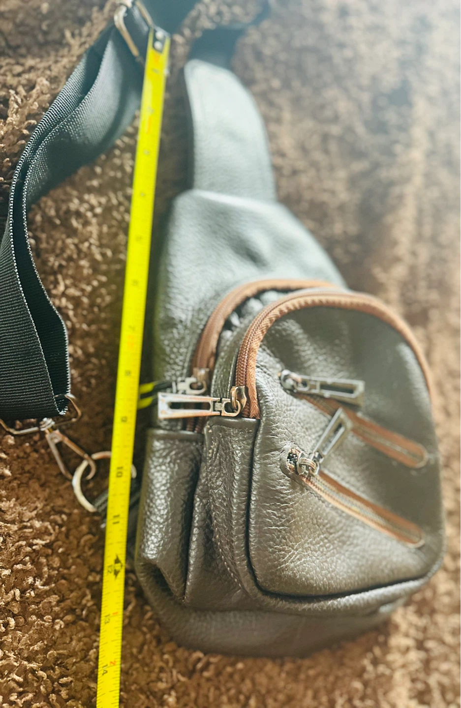 Dark Brown Genuine Leather Sling Bag - photo 5
