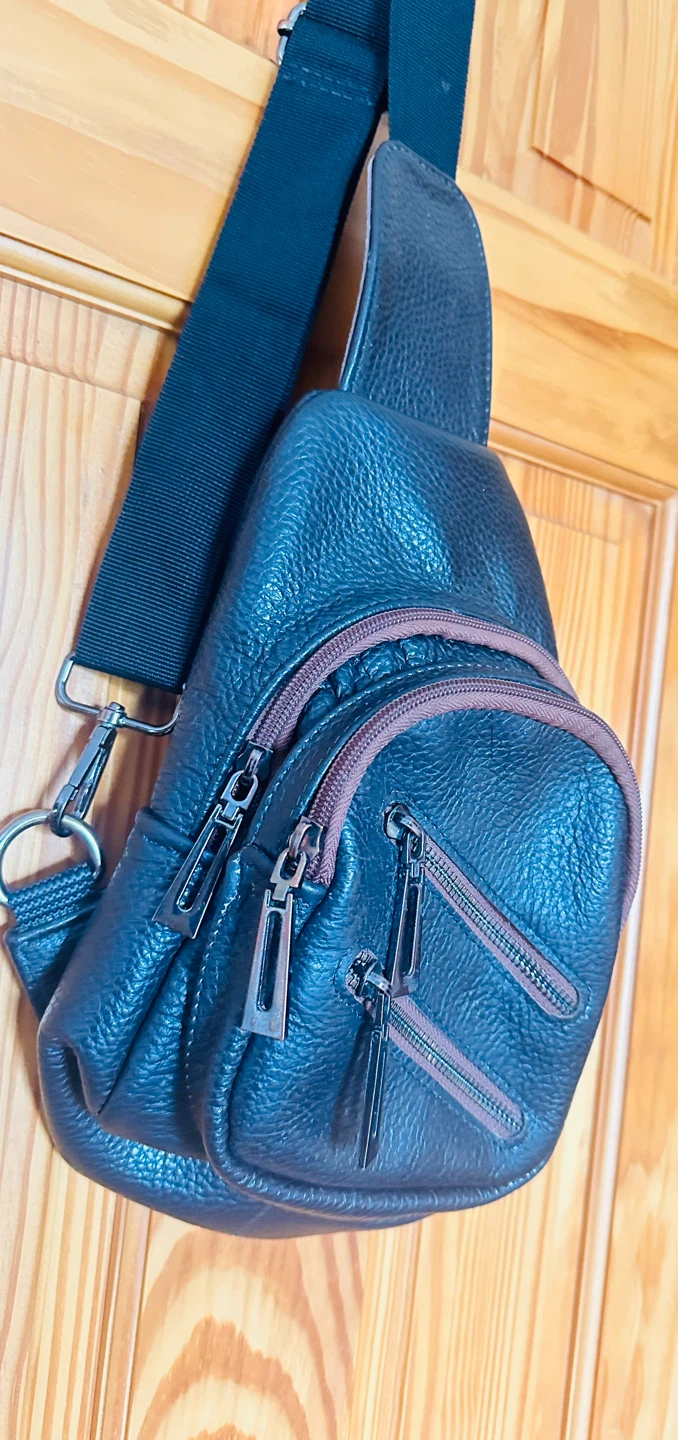 Dark Brown Genuine Leather Sling Bag - photo 2