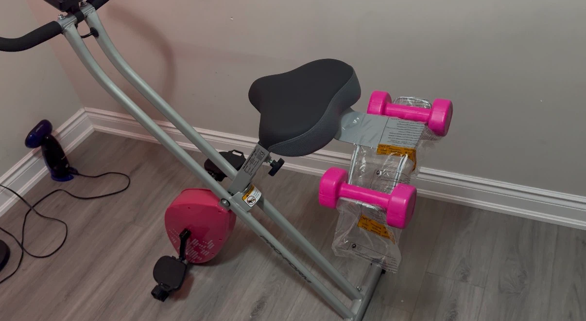 Folding Exercise Bike with two 2lb  Dumbbells - photo 5