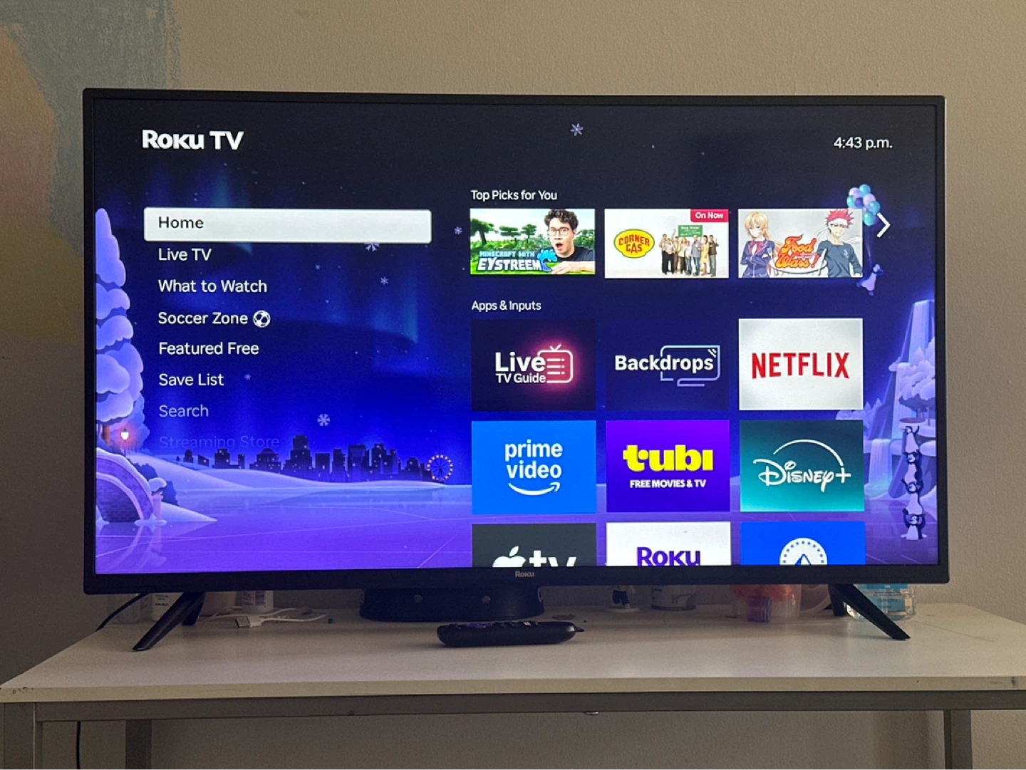 Roku TV with 40 inch screen in warranty with Stand