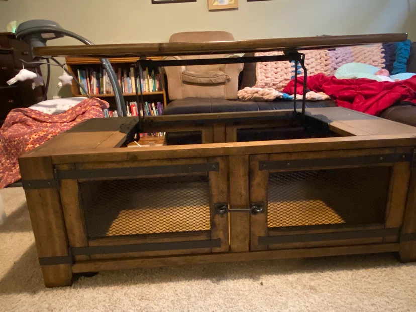 Lift top wooden rustic coffee table - photo 4