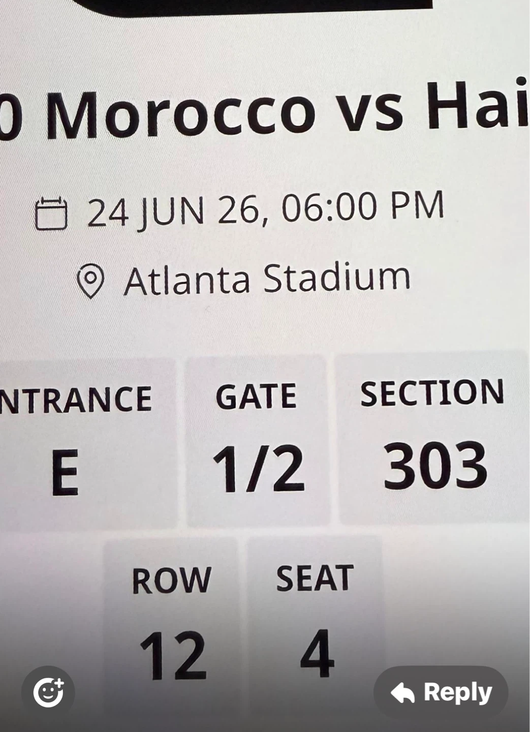 FIFA World Cup tickets / Morocco vs Haiti