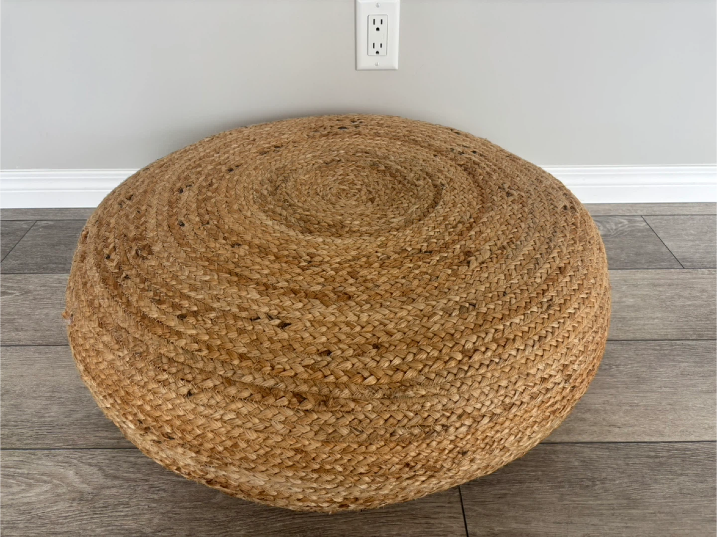 Large Round Jute Pouf Ottoman - photo 2