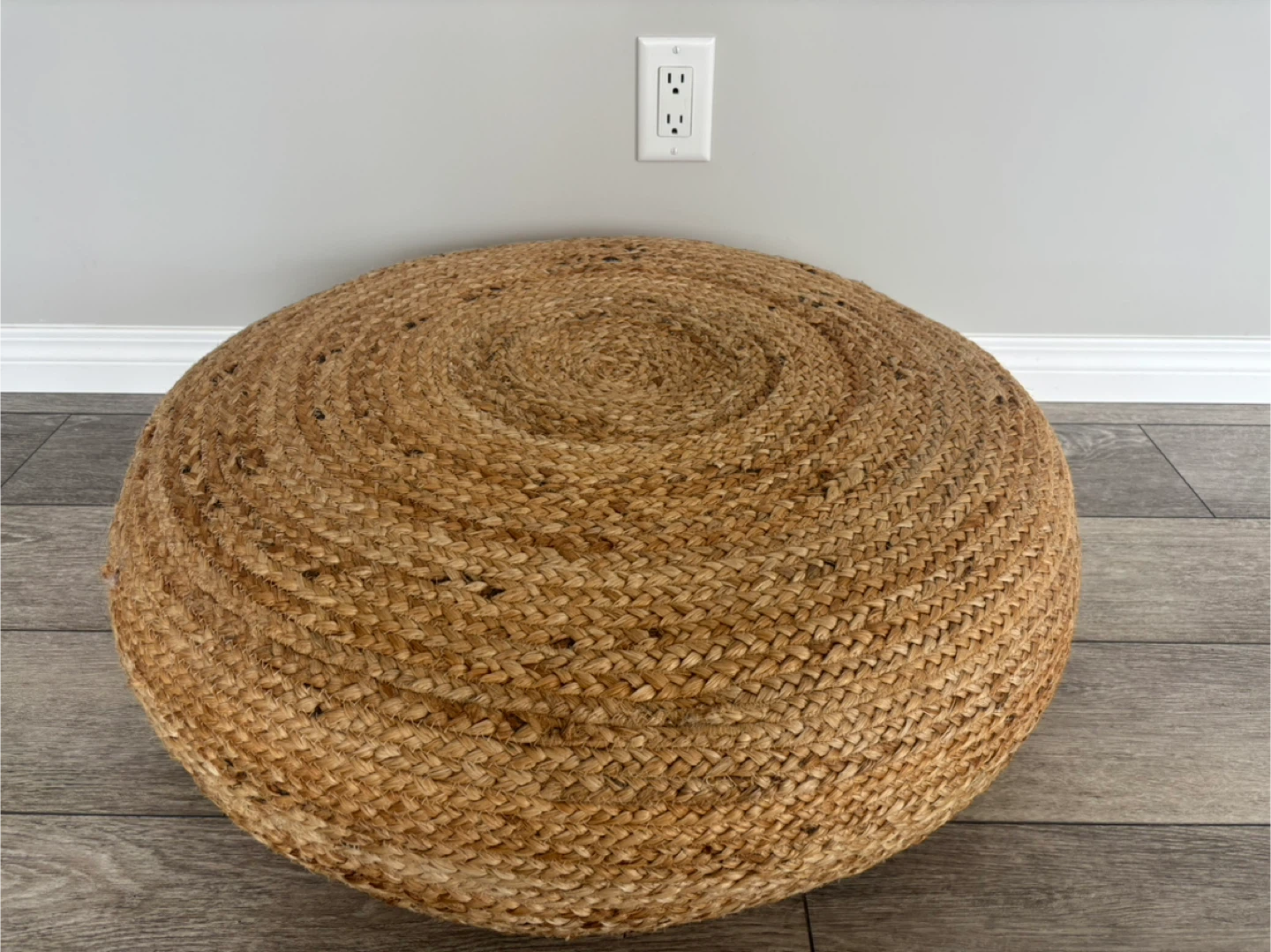 Large Round Jute Pouf Ottoman - photo 3