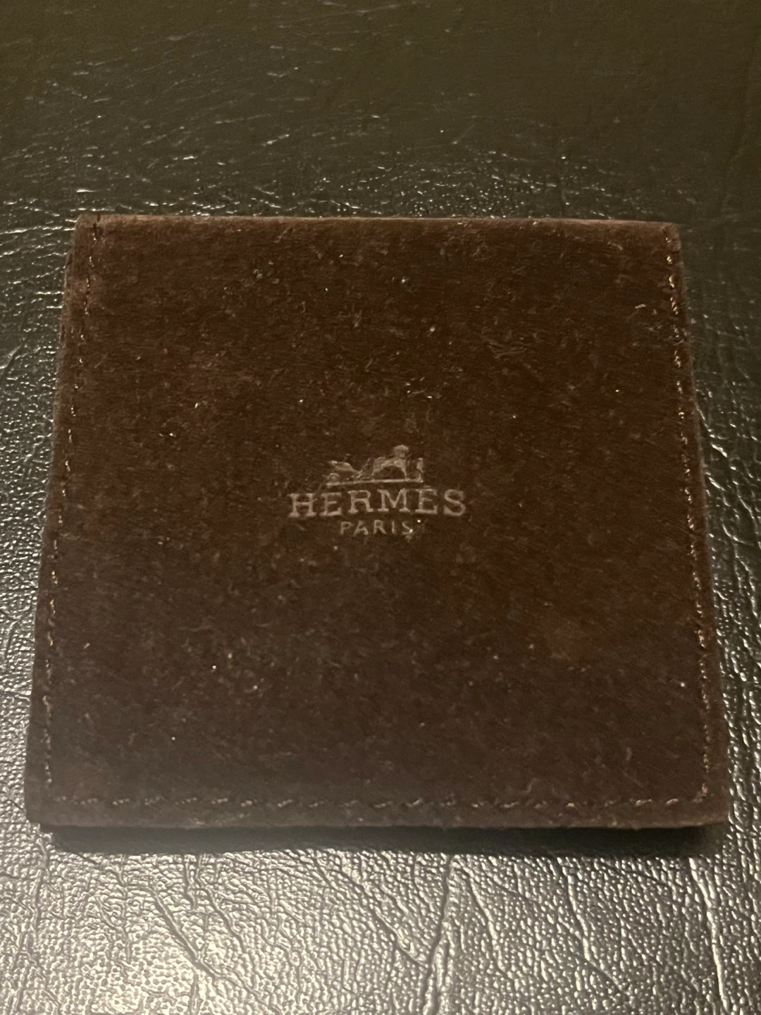 Hermes Paris small pouch Cocoa velvet jewellery bag mini