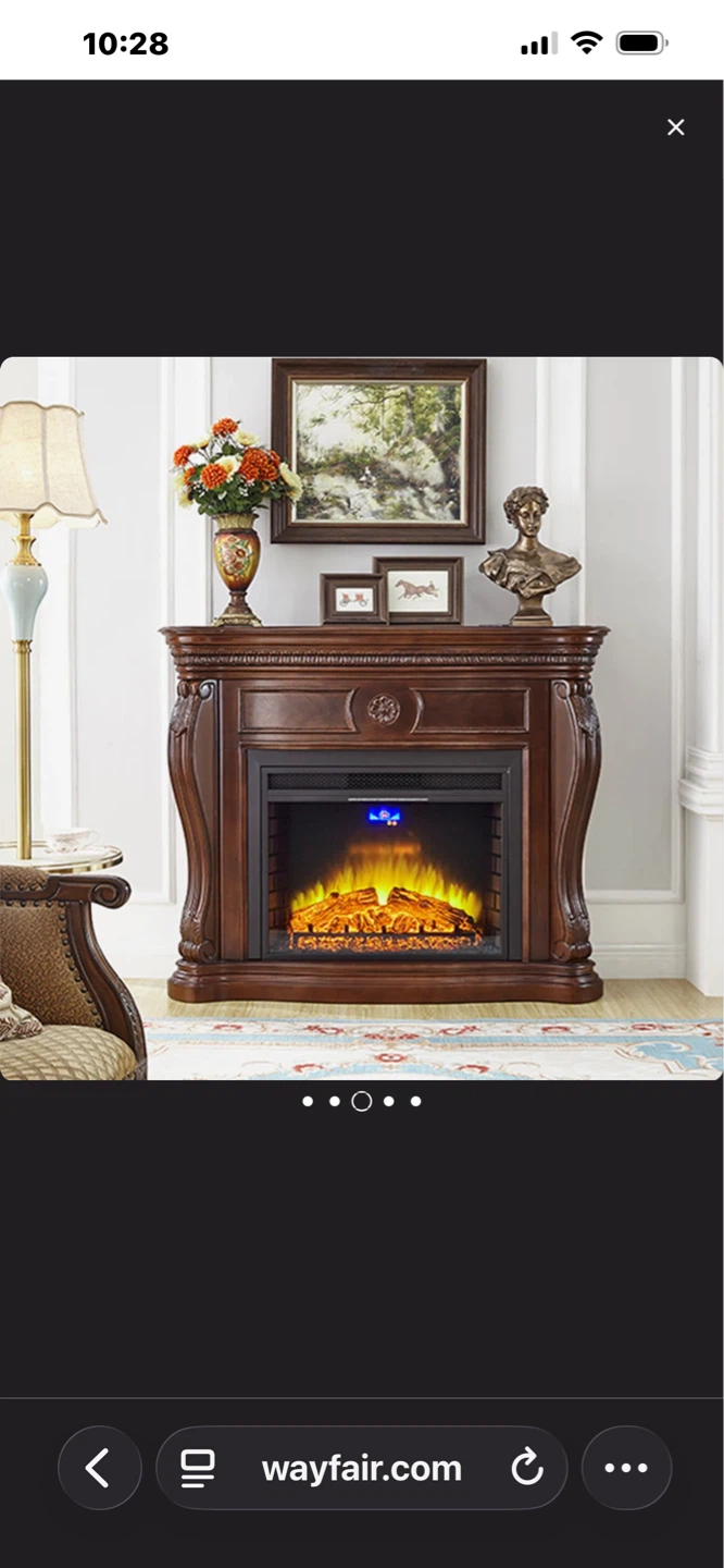 Ornate Electric Fireplace Mantel with Heater