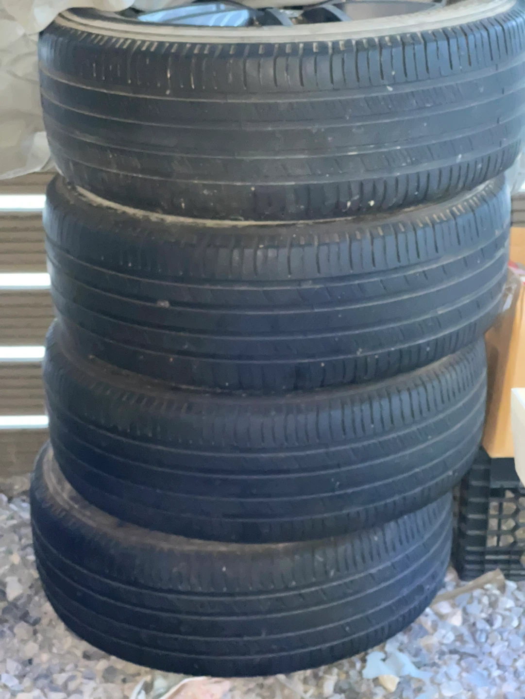 Set of 4 Jeep tires with rims.