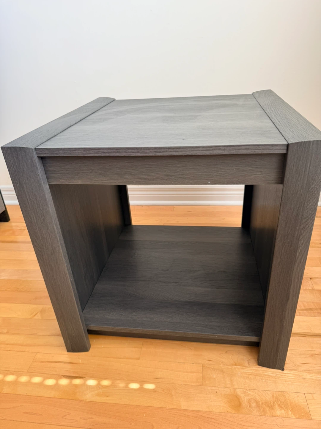 Grey Wood End Table with Shelf