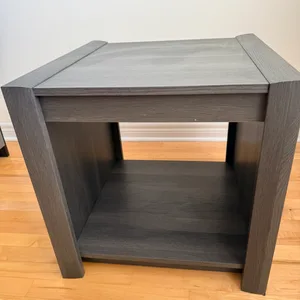 Grey Wood End Table with Shelf