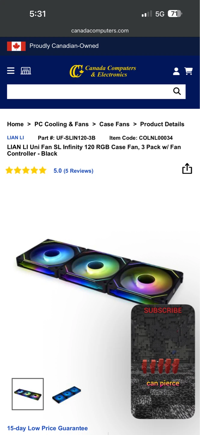 LIAN LI Uni Fan SL Infinity 120 RGB Case Fan - photo 2
