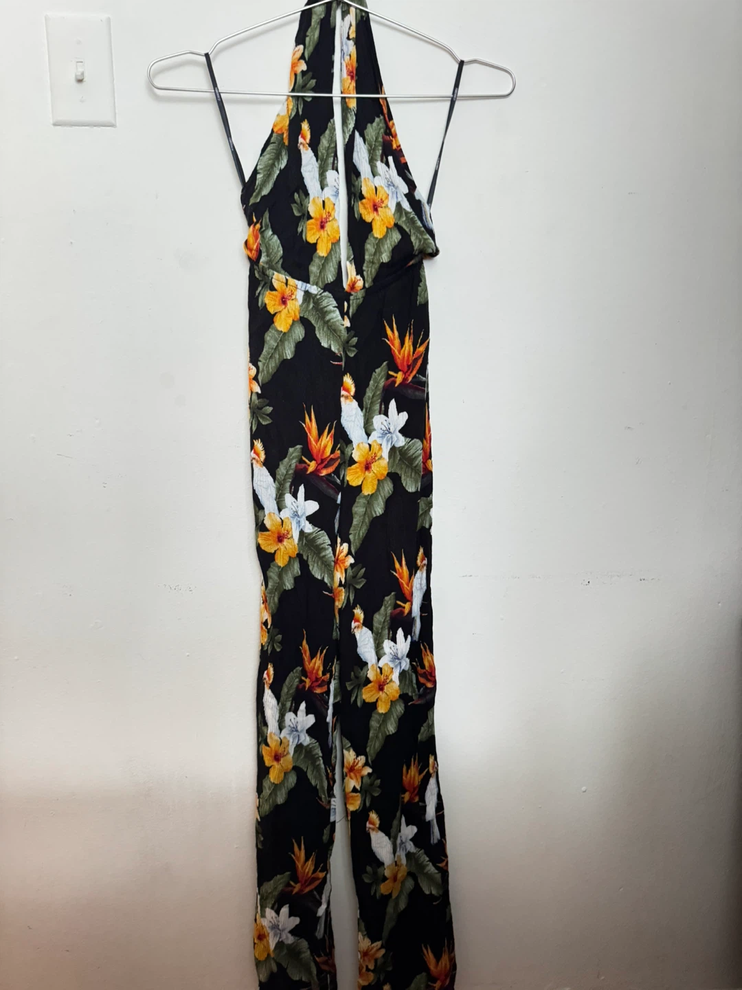 Forever 21 Black Floral Halter Jumpsuit