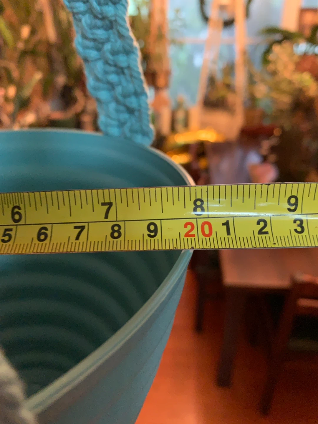 Teal Macrame Plant Hanger with Matching Pot. NEW. - photo 3