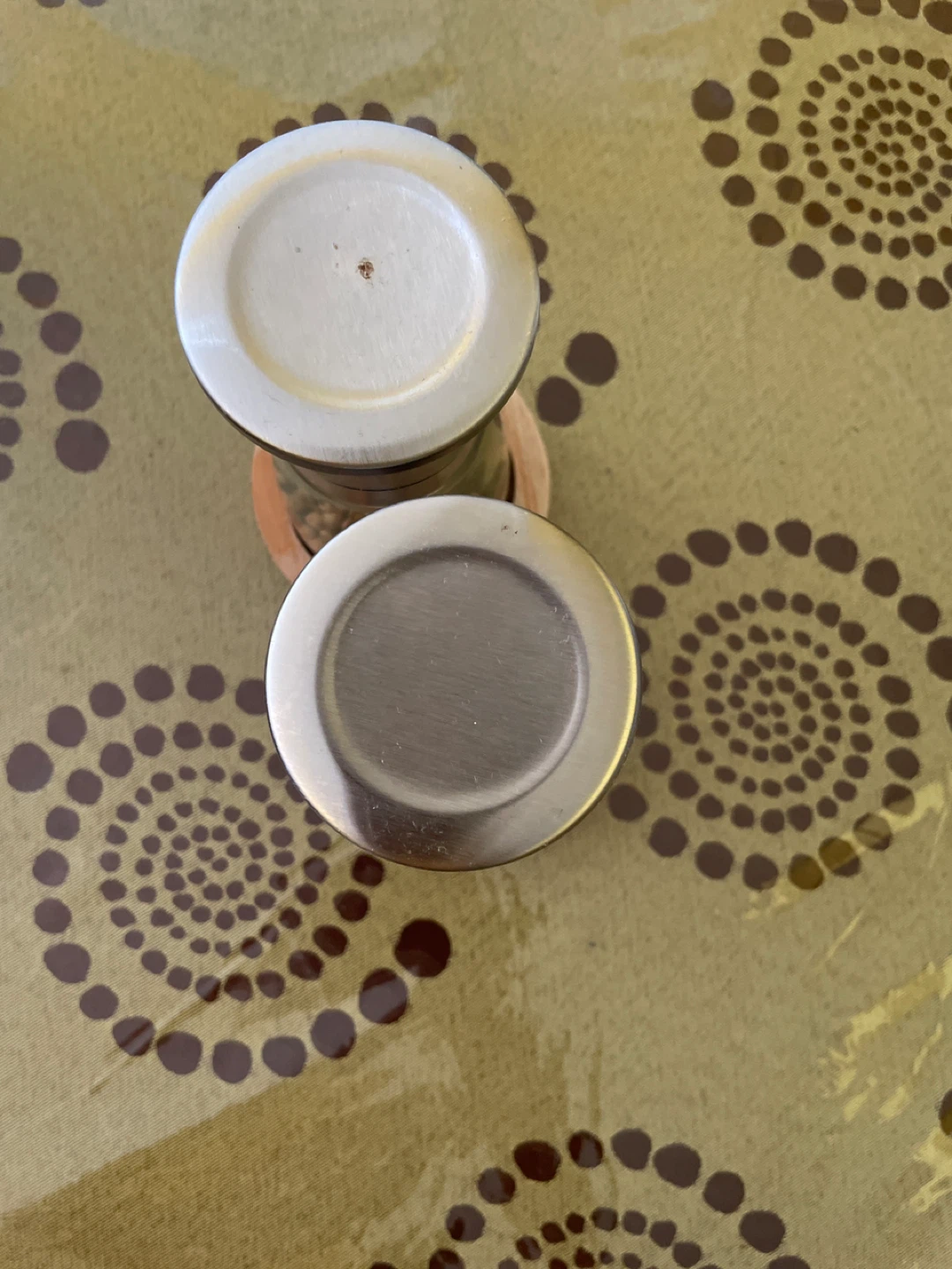 Salt and Pepper Grinders Set with Wooden Base