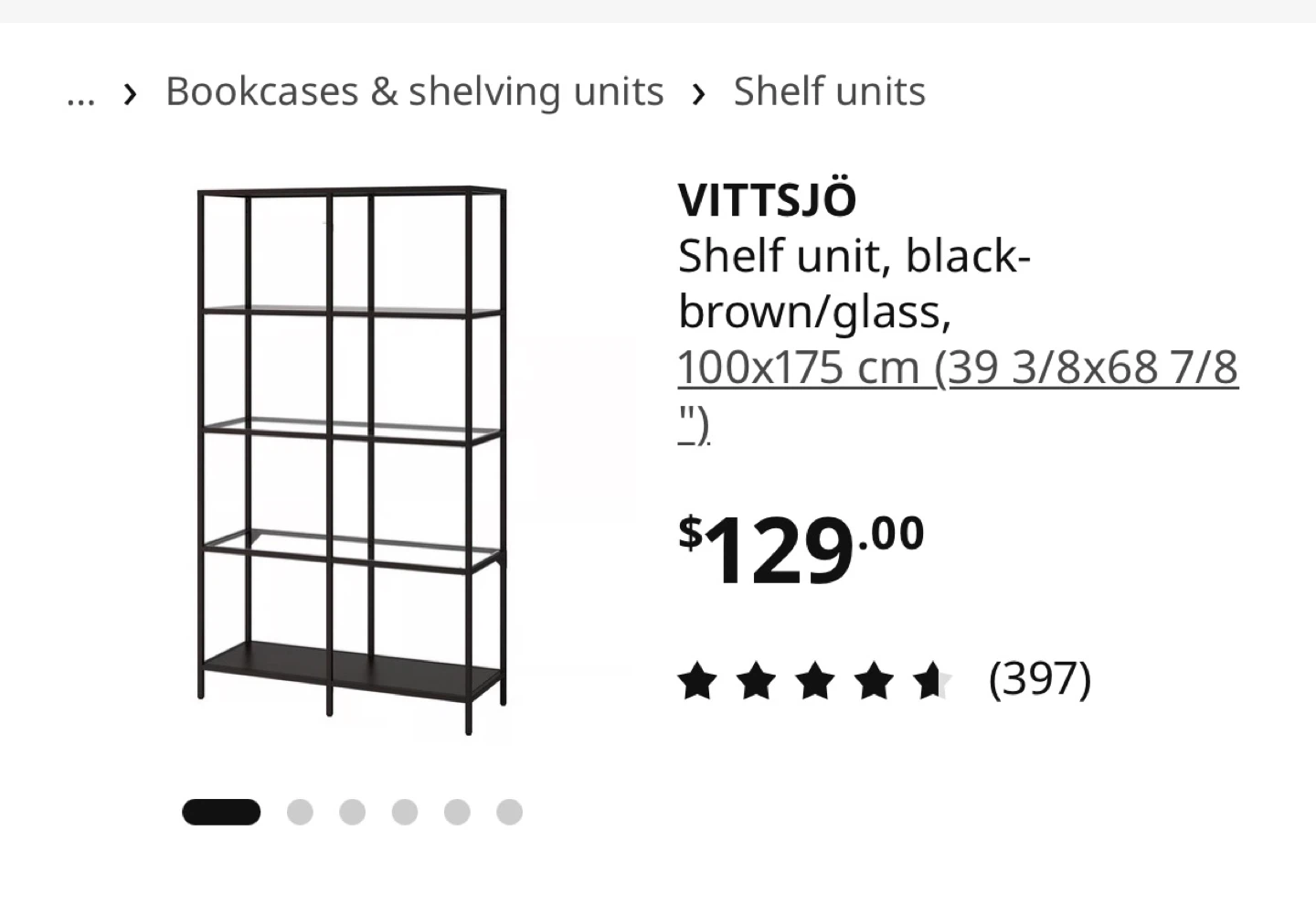 VITTSJÖ Shelf unit black-brown/glass 100x175 cm - photo 2