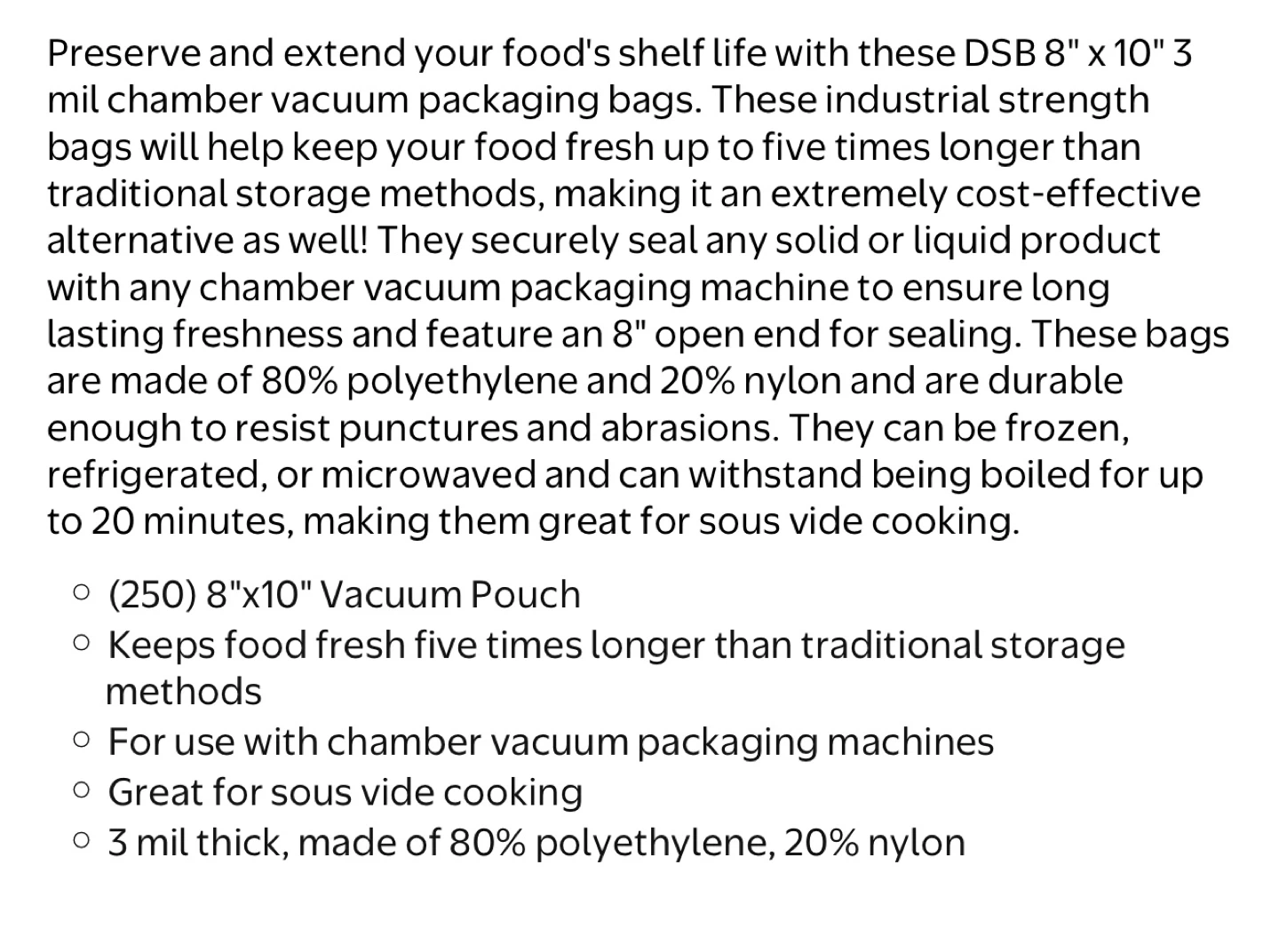 Vacuum Packaging Bags - 8" x 10" - 250 Pack - photo 2