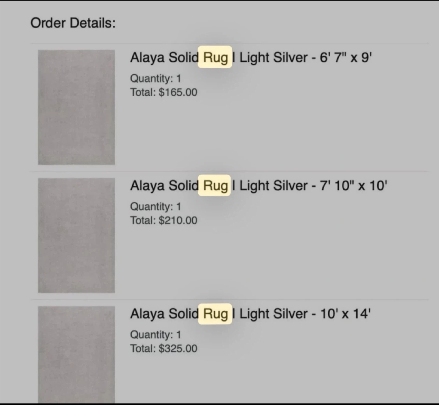 Alaya Solid Rug - Light Silver 6 foot 7” x 10” - photo 2