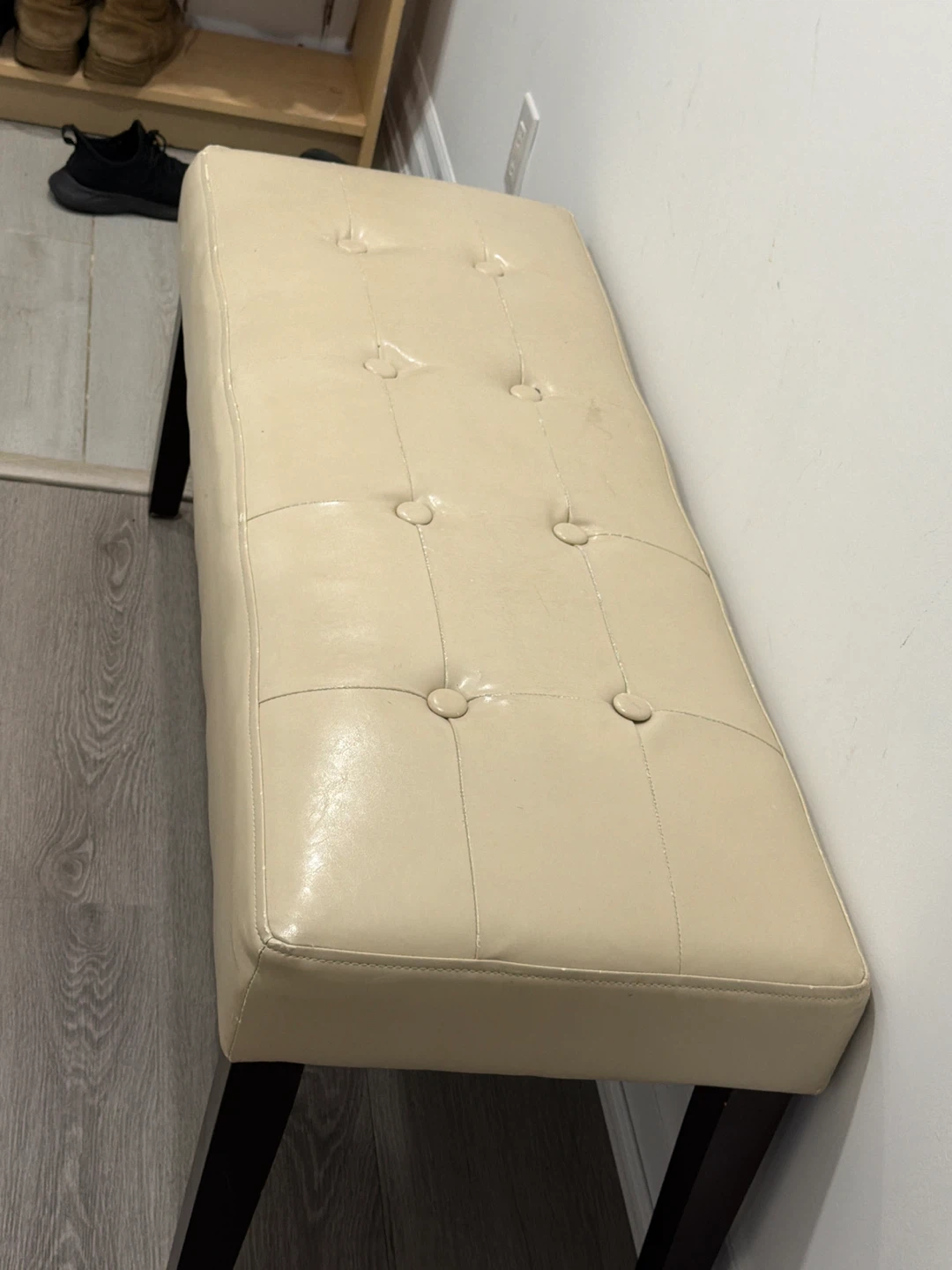 Cream Tufted Ottoman Bench